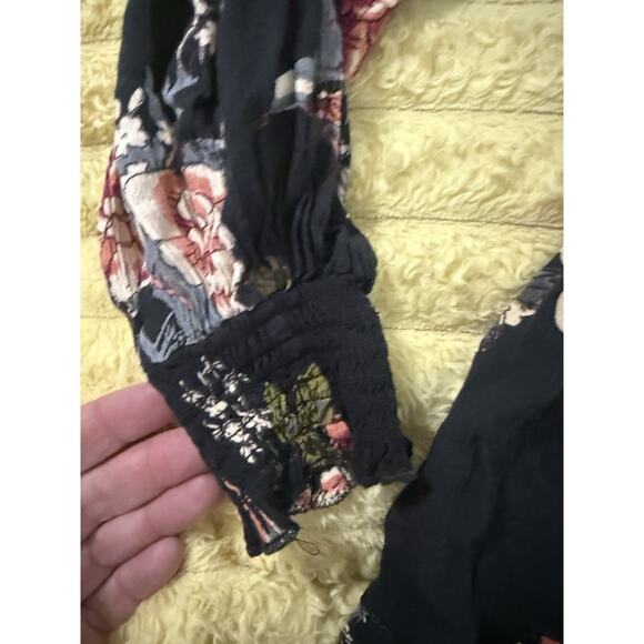 Women’s Angie black Floral Mini Dress Share Open Back Tie Small - Picture 11 of 16